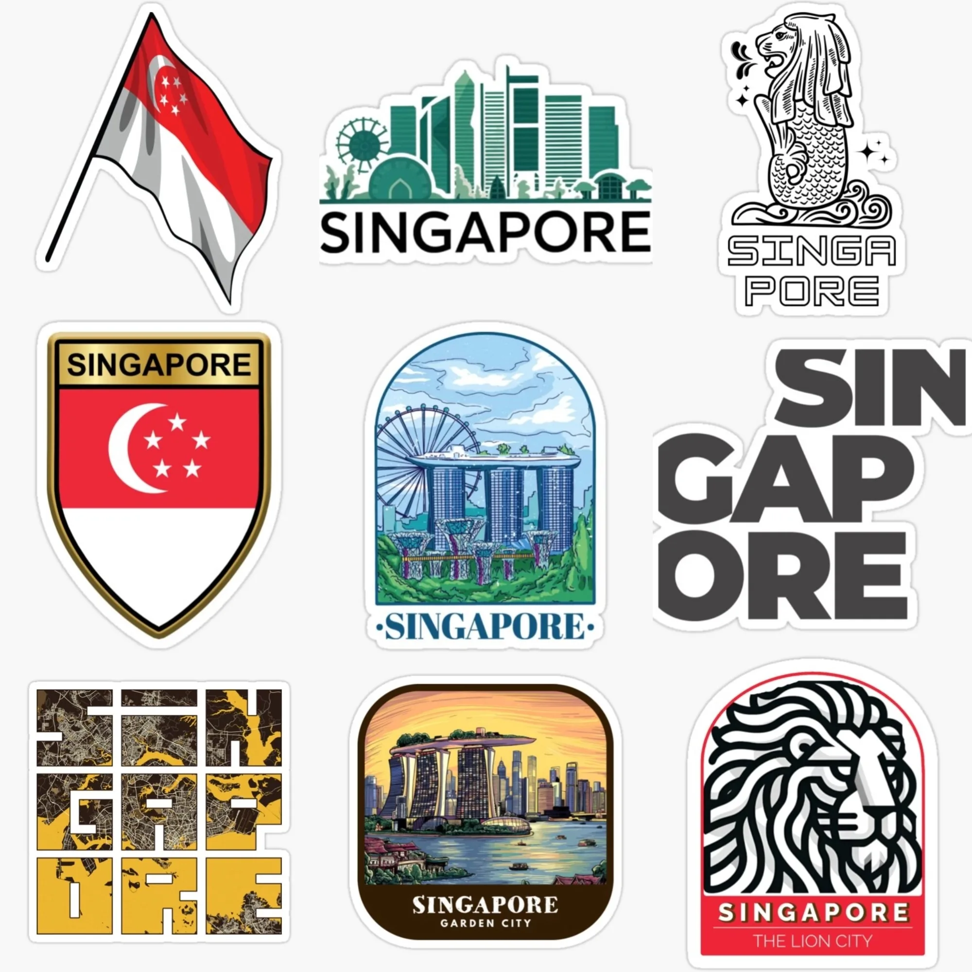 Car Accessories Singapore - Singapore Vlag Kaart Merlion Landschap Creatieve
